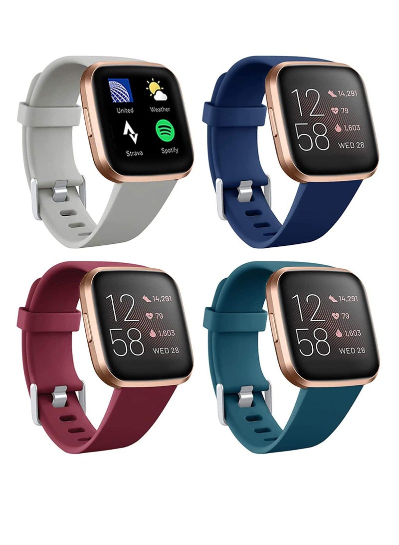 Y&D Silicone Slim Bands Compatible For Versa 2,1, Lite Soft Wristbands Thin Narrow Replacement Smartwatch Women Men Small 4 Pack - Image 1