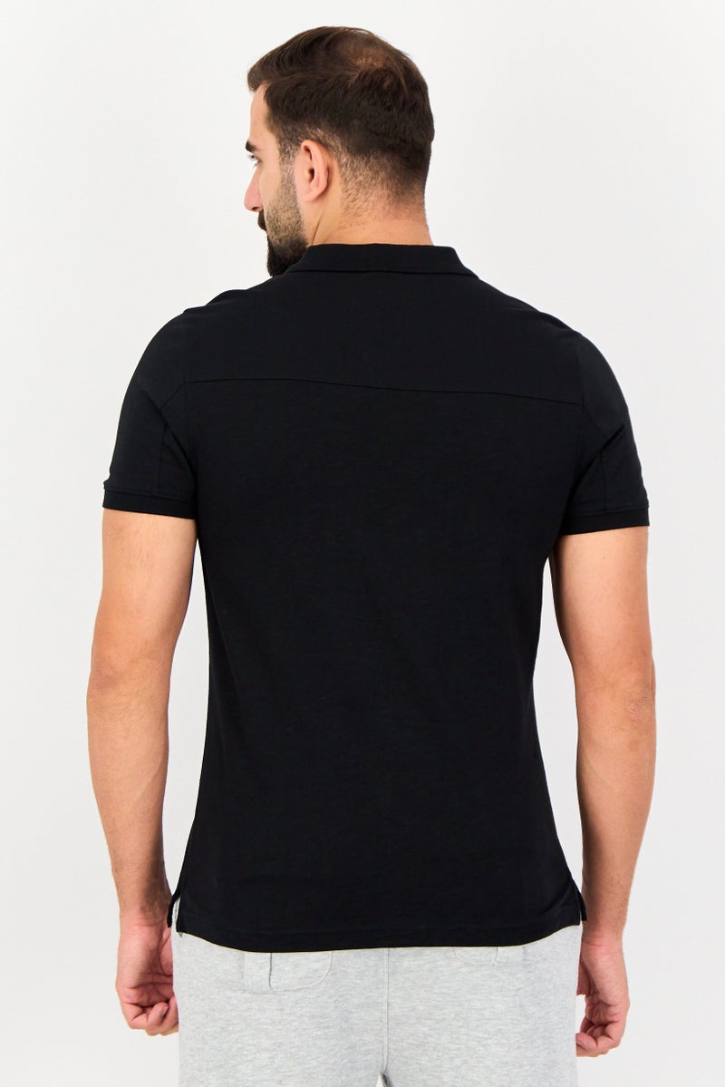PUMA قميص بولو قصير الأكمام للرجال بتصميم نحيف، أسود - Image 3