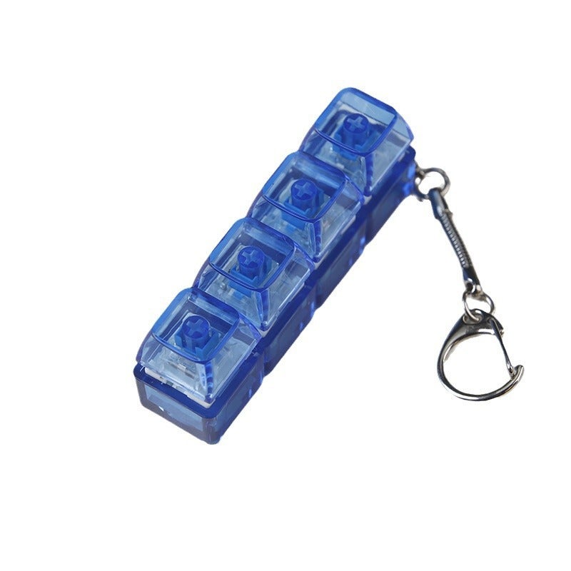 PC fully transparent material decompression shaft tester press sound crisp 2 holes 3 holes 4 holes key chain with light transparent cap 4-hole blue transparent with light * 1 