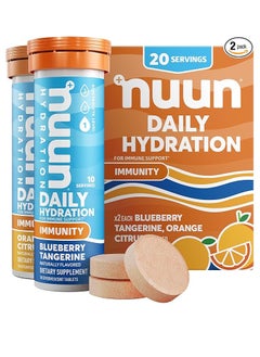Nuun Hydration Immunity Electrolyte Tablets With 200mg Vitamin C, Blueberry Tangerine + Orange Citrus 10 Count pack of 2  - Image 1
