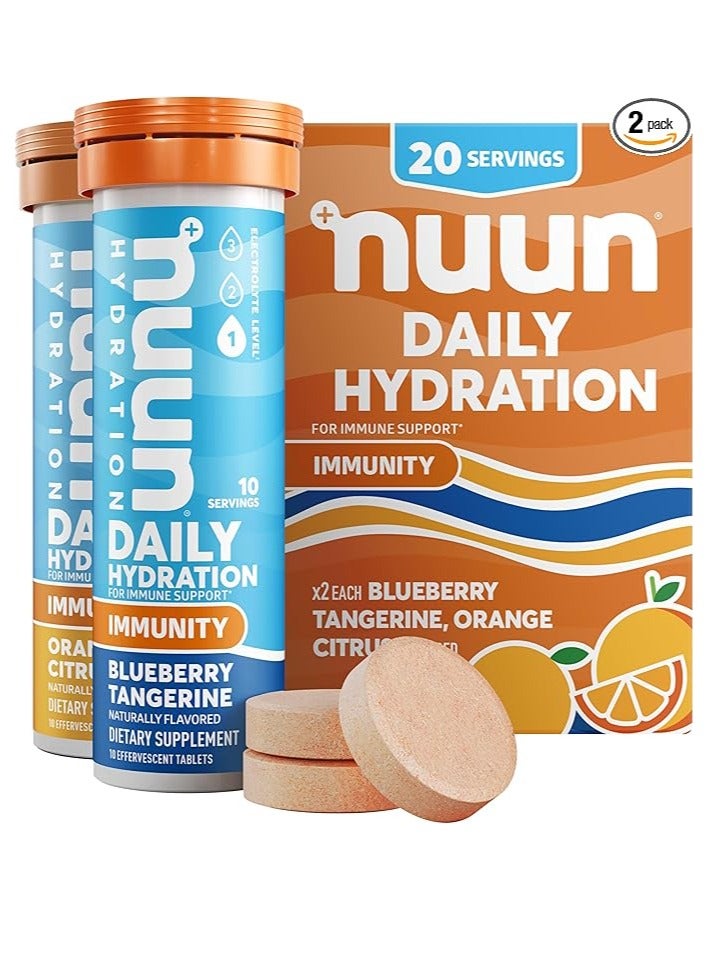 Nuun Hydration Immunity Electrolyte Tablets With 200mg Vitamin C, Blueberry Tangerine + Orange Citrus 10 Count pack of 2 - Image 1