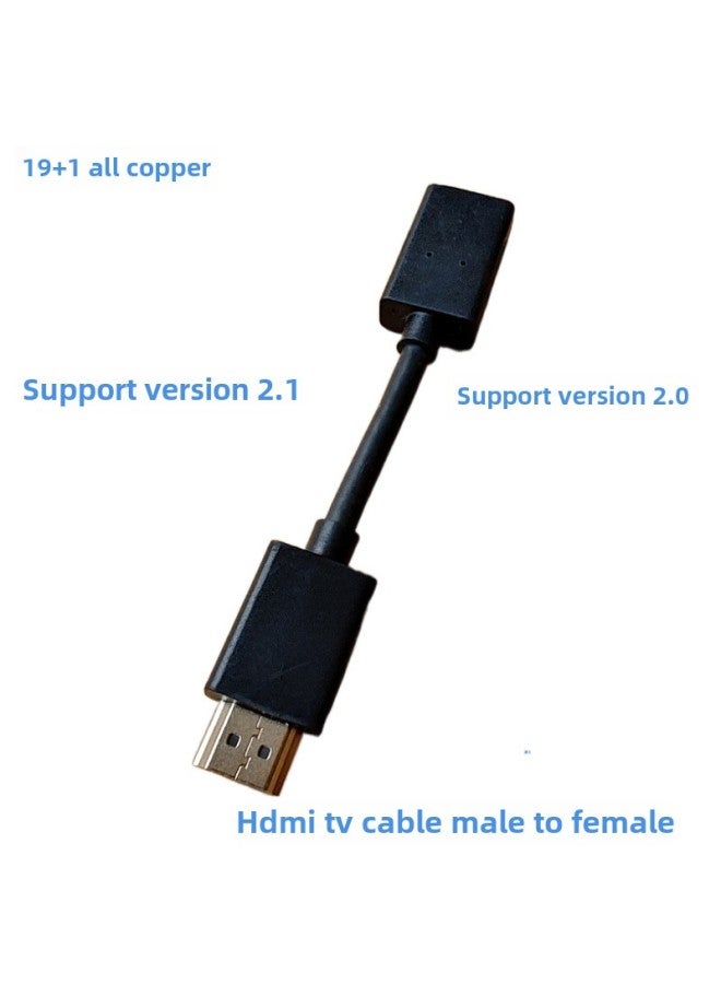 Hdmi Line 2.0 Version 2.1 HD Line Computer TV Flat Panel TV Stick Projector Male To Female Extension Adapter-Color:Black-Line Length:20CM - Image 1