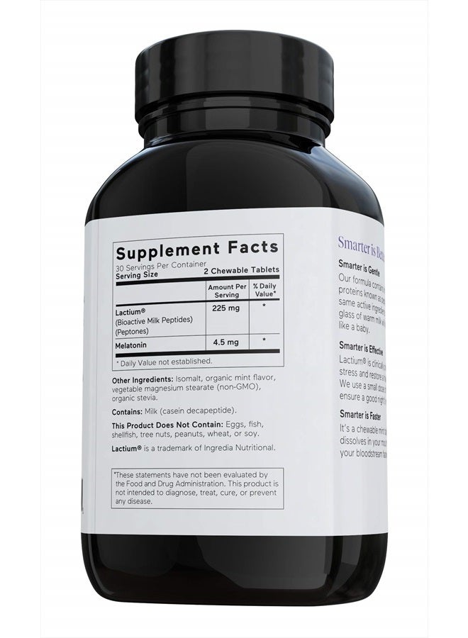 SMARTERNUTRITION Smarter Sleep - Nighttime Sleep Aid with Bioactive Milk Peptides & Melatonin, a Naturally Produced Compound to Encourage Restorative Sleep for Energy, Mental Clarity, Stress Support (30 Servings) - Image 2