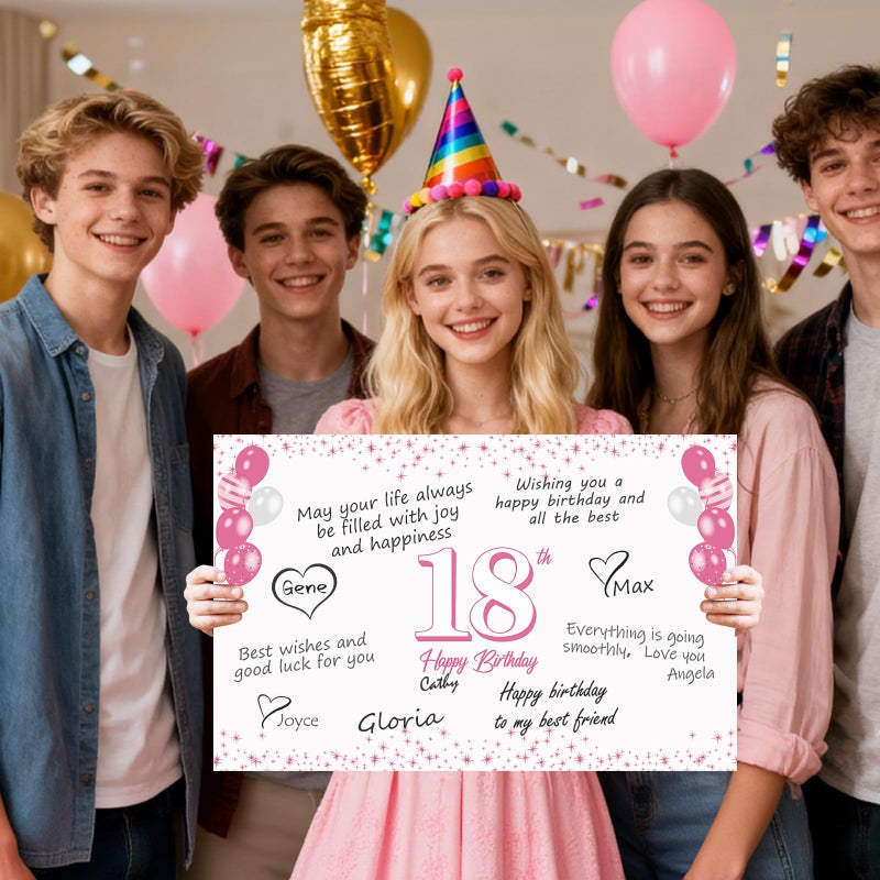 Uiorgui Large 18th Birthday Cards for Girls, Happy 18th Birthday Greeting Card with Envelope Jumbo 2008 Eighteen Guest Book Funny 18 Year Old Bday Gifts Decorations for Daughter Niece - Image 4