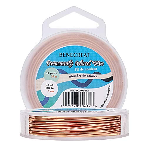 BENECREAT 18 Gauge Bare Copper Wire with Oil Coated, Solid Copper Wire for Jewelry Craft Making, 33-Feet/11-Yard - Image 1