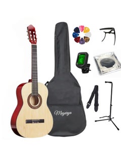 Megarya 38” Classical Guitar with Nylon Strings Guitar with Truss Rod for Beginner Professional Acoustic with Bag, Strap, Capo, Picks, Strings, Tuner, Single Guitar Holder (Natural)  - Image 1
