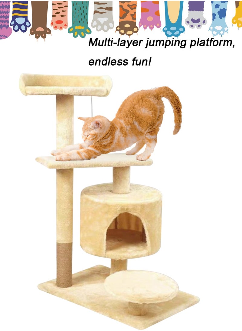Kidle Multi-layer Cat Climbing Frame Cat Tree Kitten Tower Cat Toys Cat Tower Cat Scratch Covered with Sisal Furniture for Kittens Center Condo Pet Supplies Cat House  - Image 2