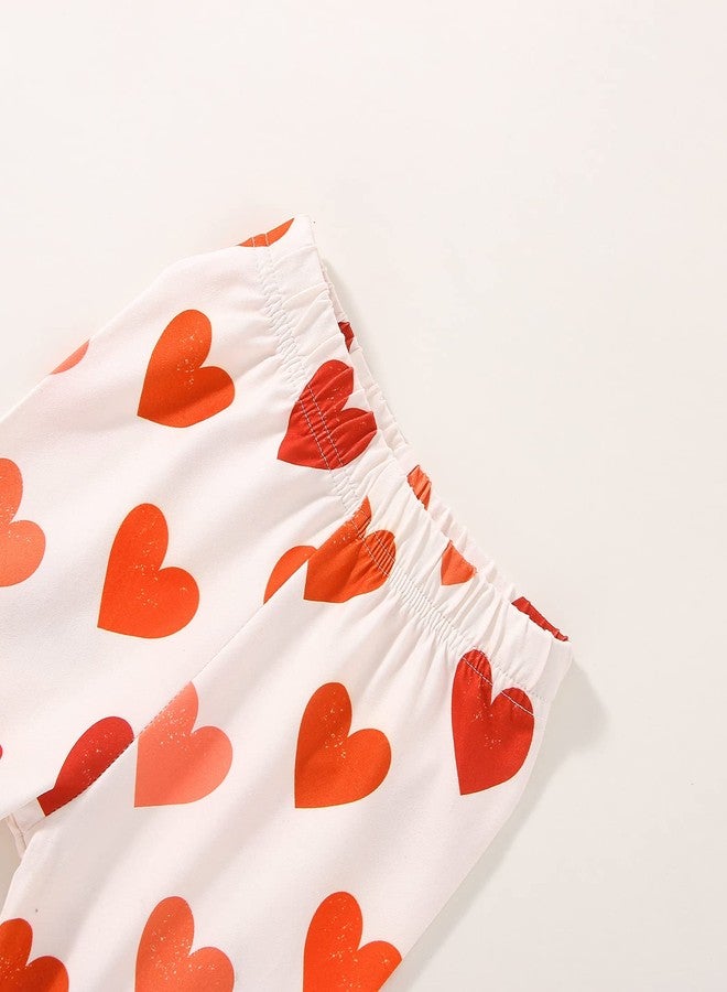 wybzd Baby Girl Valentines Day Outfit Little Miss Valentine Short Sleeve T-Shirt Top Bell-Bottom Pants Sets Cute Toddler Clothes A Little Miss Valentine Pants set 4-5T - Image 4