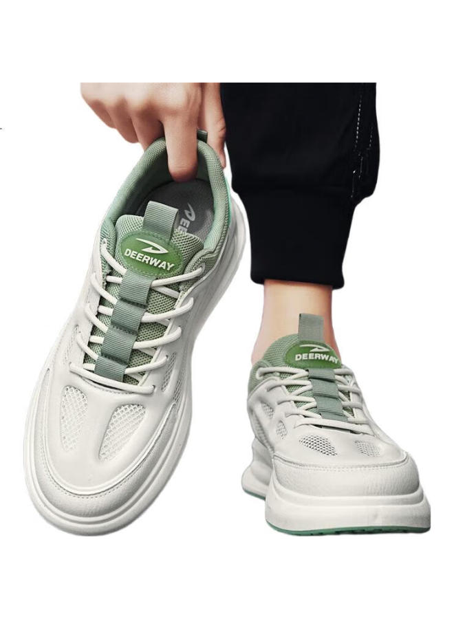 Deerway Men'S Shoes, Men'S Summer Sneakers, Men'S Mesh White Shoes, Fashionable Casual Sports Shoes, Beige Light Green, Size 42 - Image 3