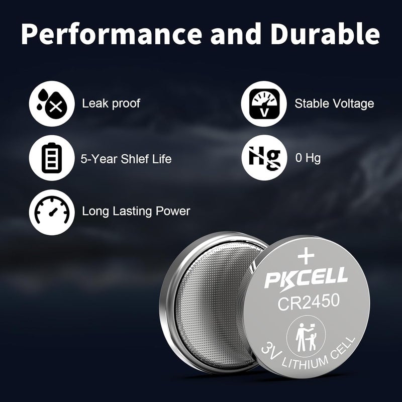 PKCELL 20 Pack CR2450 3V Lithium Battery - High Capacity, Long Lasting Power, Mercury-Free - Image 5
