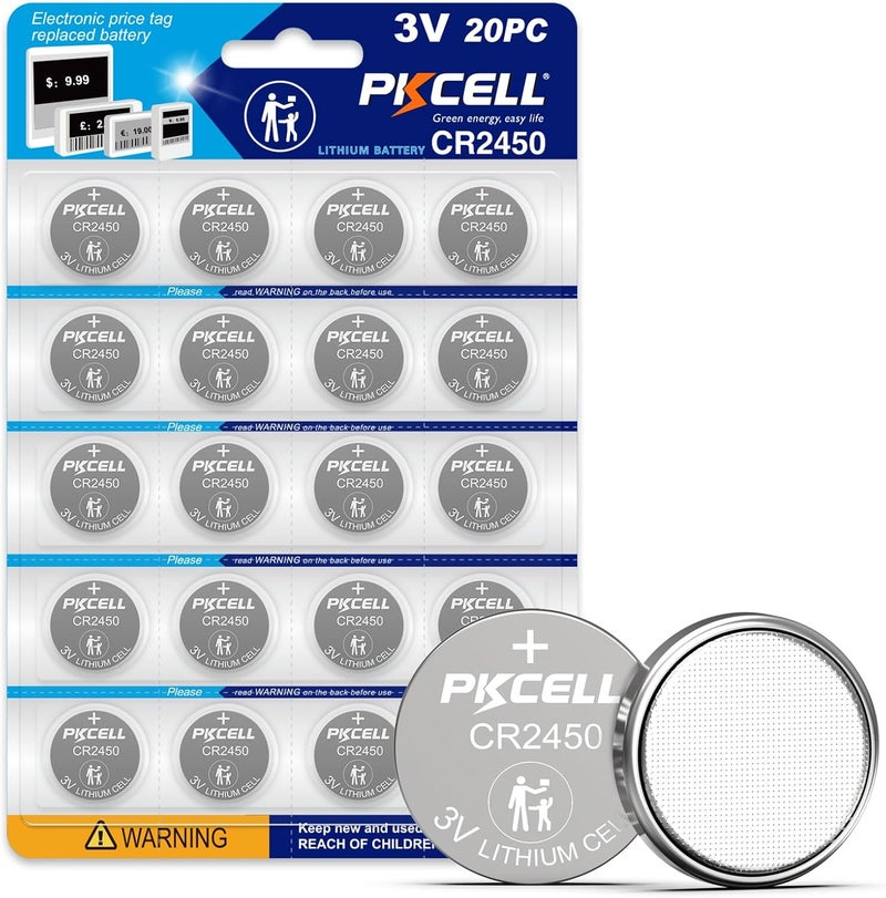 PKCELL 20 Pack CR2450 3V Lithium Battery - High Capacity, Long Lasting Power, Mercury-Free - Image 1
