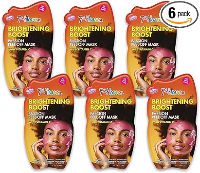 7th Heaven Brightening Boost Peel Off Face Masks Pack of 6 Vitamin C Face Masks Peel Off Vegan Facial Packs for Women Cruelty Free Pamper Gifts for Women Genuine 7th Heaven Skincare - Image 1