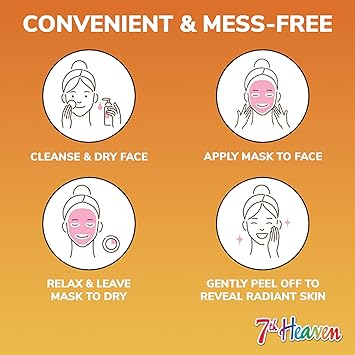 7th Heaven Brightening Boost Peel Off Face Masks Pack of 6 Vitamin C Face Masks Peel Off Vegan Facial Packs for Women Cruelty Free Pamper Gifts for Women Genuine 7th Heaven Skincare - Image 5