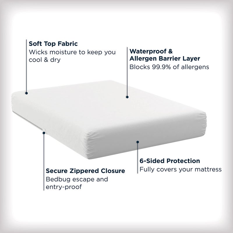 Aller-Ease AllerEase Waterproof Mattress Protector, Maximum Allergy Mattress Protector, Full Mattress Cover - Image 2