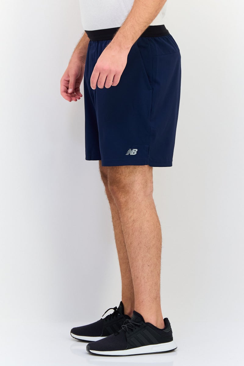 New Balance Men Standard Fit Brand Logo Training Shorts, Navy - Image 2