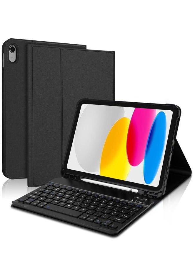 بوينوس حافظة لوحة مفاتيح لجهاز iPad الجيل العاشر مقاس 10.9 بوصة 202/ iPad (A16) الجيل الحادي عشر 2025 مقاس 10.9 بوصة، غطاء لجهاز iPad الجيل العاشر مع لوحة مفاتيح بلوتوث، غطاء لوحة مفاتيح مع حامل قلم رصاص (A2696/A2757/A2777) 2022 -(A3354/A3355/A3356)- 2025 - Image 1