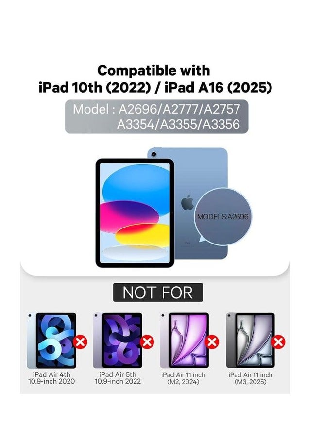 بوينوس حافظة لوحة مفاتيح لجهاز iPad الجيل العاشر مقاس 10.9 بوصة 202/ iPad (A16) الجيل الحادي عشر 2025 مقاس 10.9 بوصة، غطاء لجهاز iPad الجيل العاشر مع لوحة مفاتيح بلوتوث، غطاء لوحة مفاتيح مع حامل قلم رصاص (A2696/A2757/A2777) 2022 -(A3354/A3355/A3356)- 2025 - Image 2