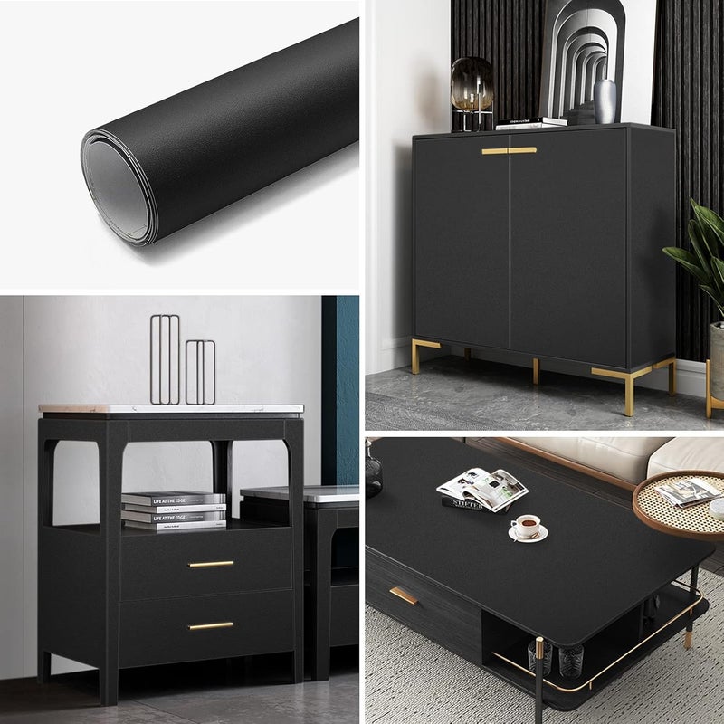 seonta Thick Black Wallpaper 16"x198" Peel and Stick Wall Paper Matte Decorative Self-Adhesive Removable Vinyl Wrap Waterproof Contact Paper for Cabinets Countertops Walls - Image 4