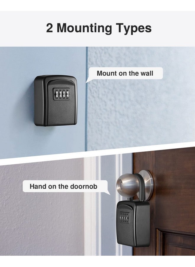 Puroma Key Lock Box, 4-Digit Combination Key Storage Lockbox, Portable Wall Mounted Security Lockbox for Home, Flats, Realtors Garage Spare Keys (1 Pack, Black) - Image 4