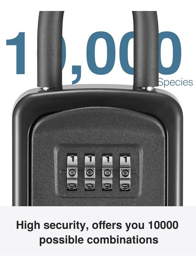 Puroma Key Lock Box, 4-Digit Combination Key Storage Lockbox, Portable Wall Mounted Security Lockbox for Home, Flats, Realtors Garage Spare Keys (1 Pack, Black) - Image 3