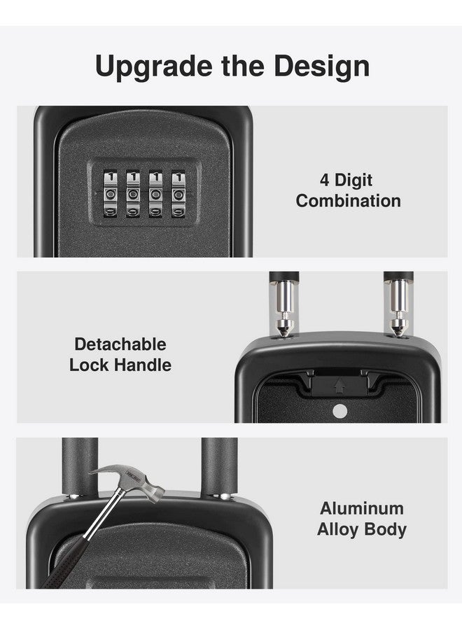 Puroma Key Lock Box, 4-Digit Combination Key Storage Lockbox, Portable Wall Mounted Security Lockbox for Home, Flats, Realtors Garage Spare Keys (1 Pack, Black) - Image 5