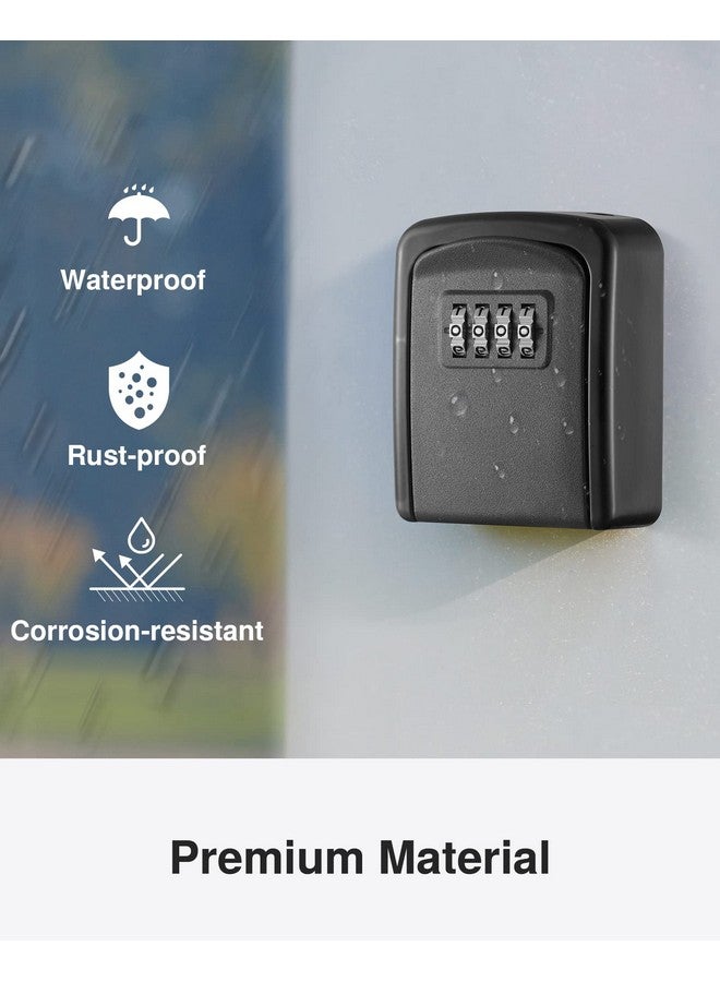 Puroma Key Lock Box, 4-Digit Combination Key Storage Lockbox, Portable Wall Mounted Security Lockbox for Home, Flats, Realtors Garage Spare Keys (1 Pack, Black) - Image 2