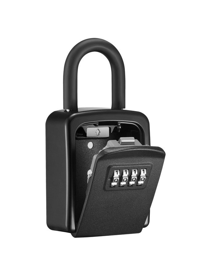 Puroma Key Lock Box, 4-Digit Combination Key Storage Lockbox, Portable Wall Mounted Security Lockbox for Home, Flats, Realtors Garage Spare Keys (1 Pack, Black) - Image 1