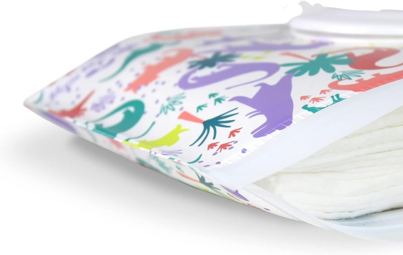 Itzy Ritzy Reusable Wipe Pouch – Take & Travel Pouch Holds Up to 30 Wet Wipes; Includes Silicone Wristlet Strap; Darling Dinosaurs - Image 4
