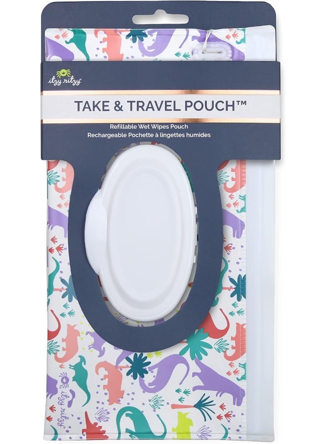 Itzy Ritzy Reusable Wipe Pouch – Take & Travel Pouch Holds Up to 30 Wet Wipes; Includes Silicone Wristlet Strap; Darling Dinosaurs - Image 5