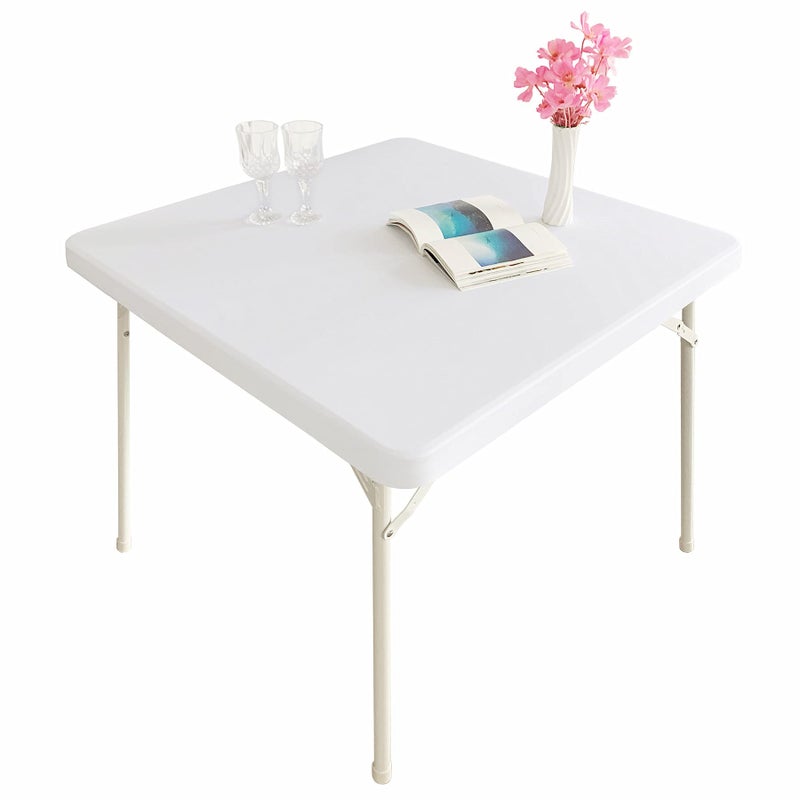 Monibana Monibana Cocktail Fitted Spandex Stretch Square Table Covers Caps Elastic Square Tablecloth White Table Topper 34x34 Inch