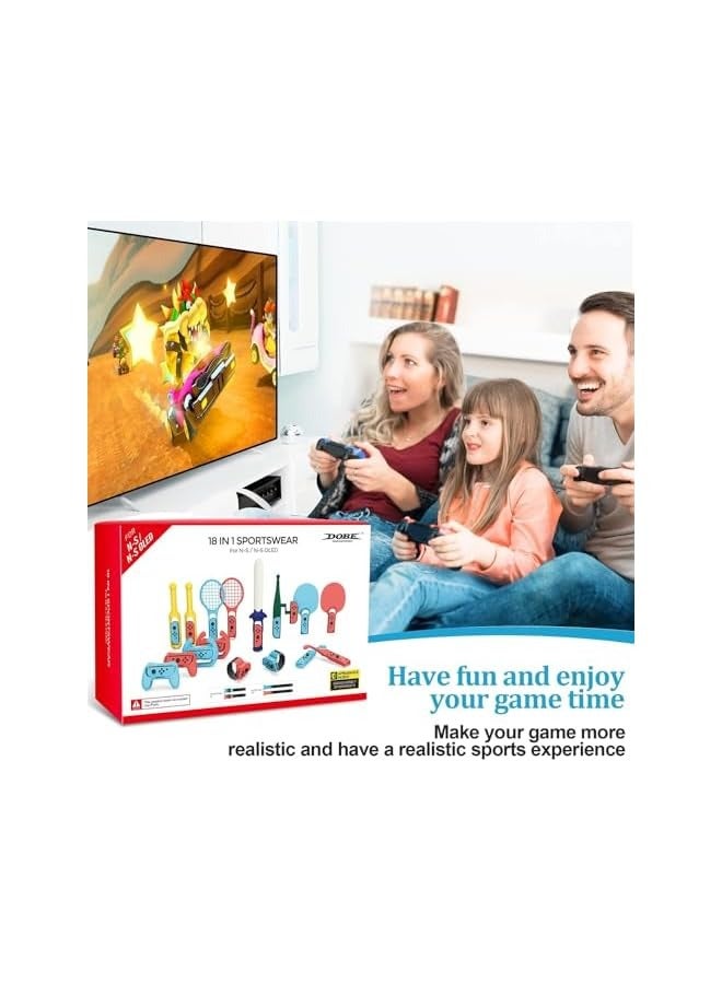 PROMASS 18 in 1 Switch Sports Accessories Bundle, Switch Sports Games Accessories Kit with Switch Tennis Rackets, Golf Clubs, Swords, Wrist and Leg Strap for Switch/Switch OLED - Image 2