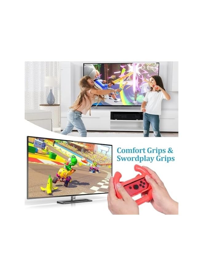 PROMASS 18 in 1 Switch Sports Accessories Bundle, Switch Sports Games Accessories Kit with Switch Tennis Rackets, Golf Clubs, Swords, Wrist and Leg Strap for Switch/Switch OLED - Image 4