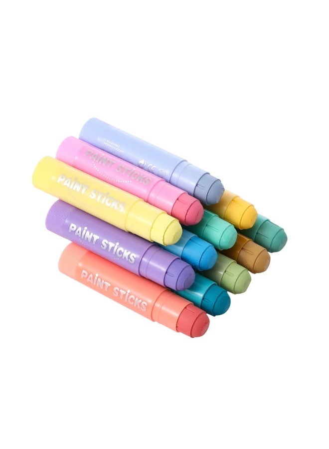 Meidu Pastel Paint Sticks for Kids, 12 Macaron Colors Washable Solid Tempera by MeiduGaga - Quick Dry & Non-Toxic - Image 3