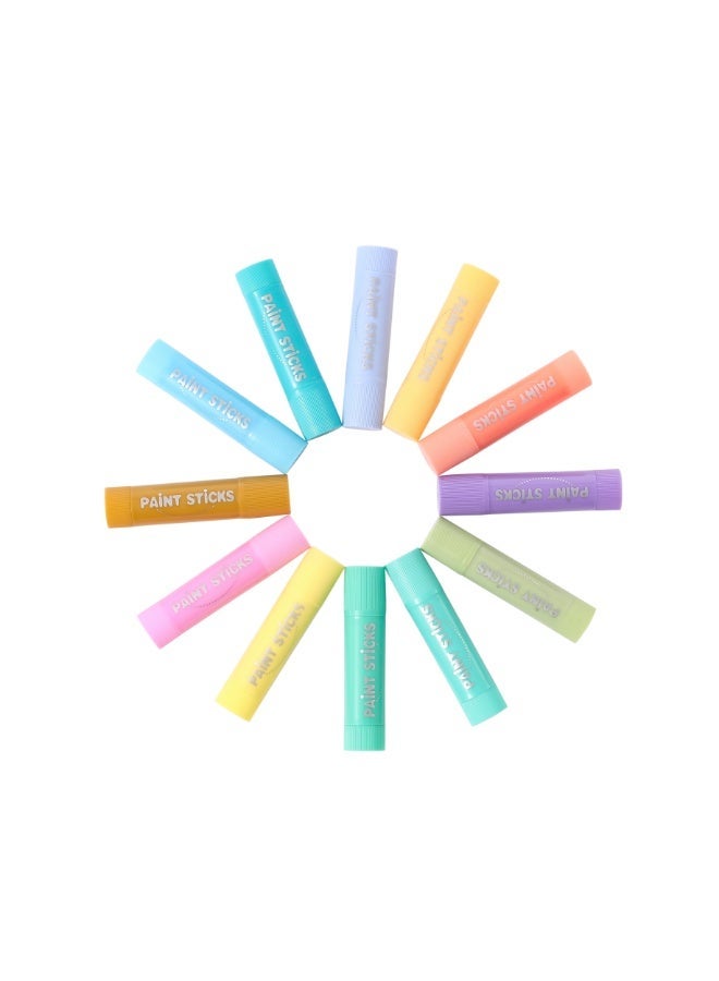 Meidu Pastel Paint Sticks for Kids, 12 Macaron Colors Washable Solid Tempera by MeiduGaga - Quick Dry & Non-Toxic - Image 4
