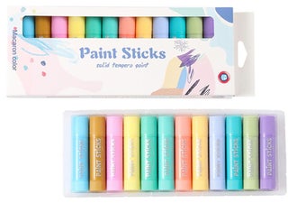 MeiduGaga 12-Color Macaron Pastel Tempera Paint Sticks for Kids - Washable, Quick Dry & Non-Toxic