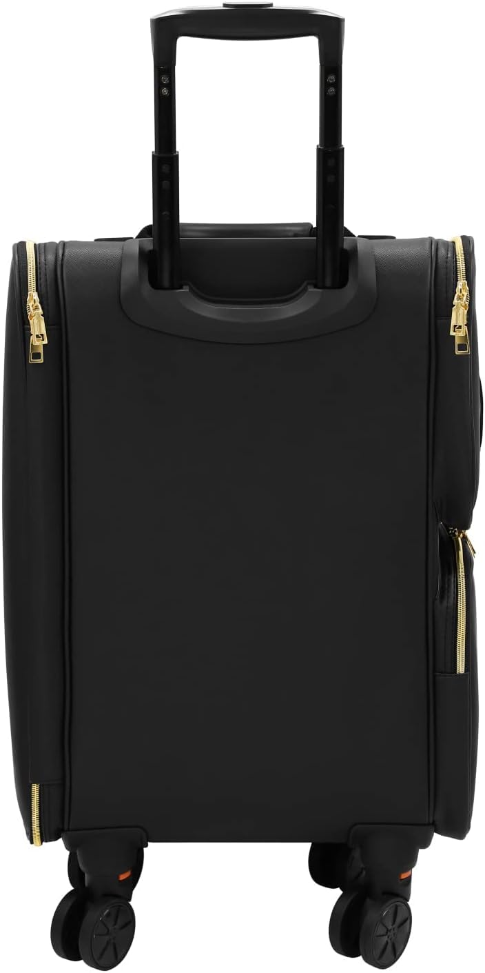 Qtavia Leather Rolling Makeup Train Case, Professional Makeup Case, Travel Cosmetic Organizer Make Up Storage Bag for Makeup Artist, Hairstylist, Barbers, with 5 Toiletry Bags, Black - Image 2