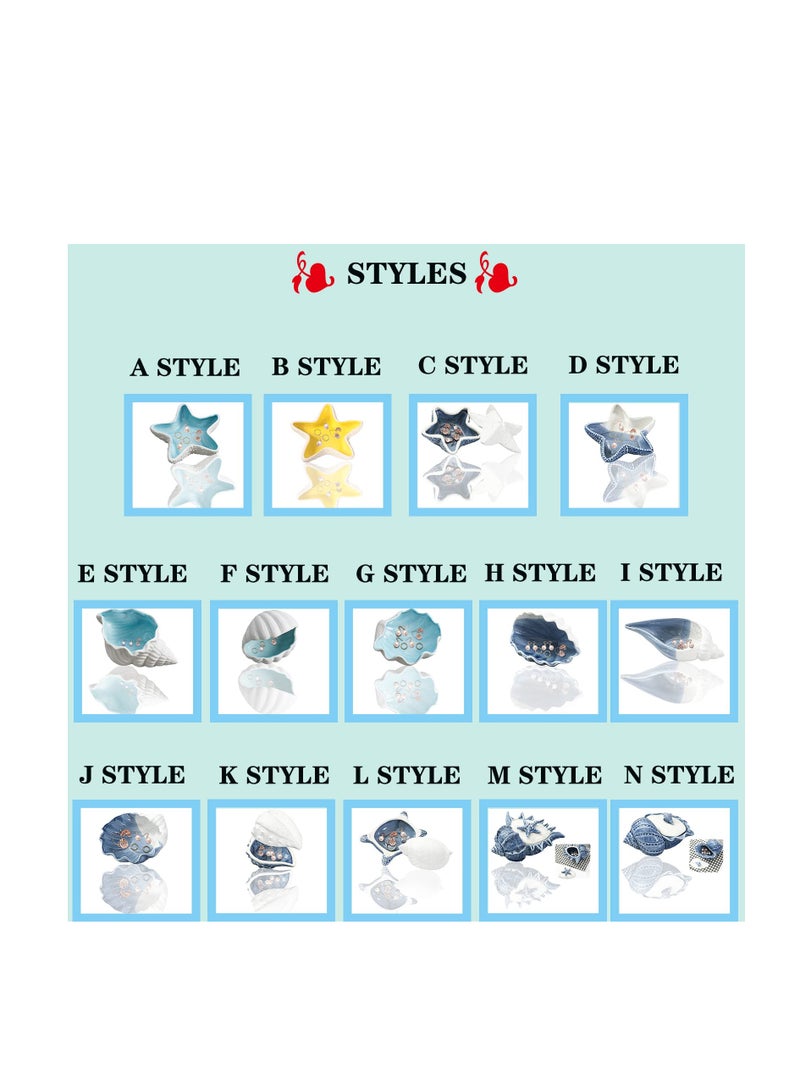 SYOSI طبق مجوهرات على شكل نجم البحر ، حامل خواتم خزفي للمجوهرات ، طبق حلوى لتقديم الأشياء الصغيرة ، طبق مجوهرات ، وعاء مفاتيح صغير لطاولة المدخل ، ديكور حفلة عيد الميلاد للمنزل - Image 2