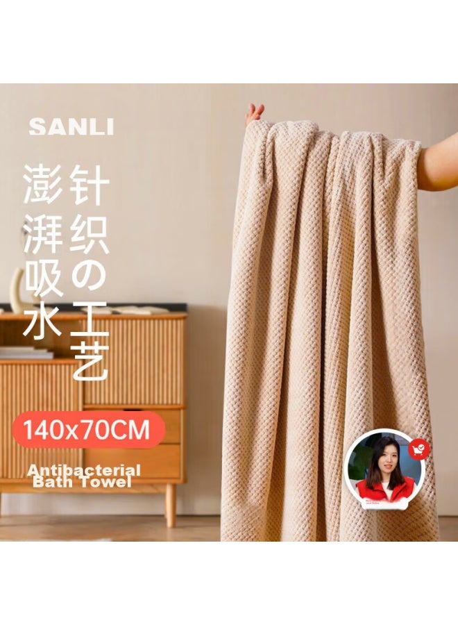 Sanli 7a Antibacterial Bath Towel, Class A Absorbent Quick-drying, Adult Large Bath Towel, Uni, 75*140cm, 300g, Light Coffee Color - Image 1