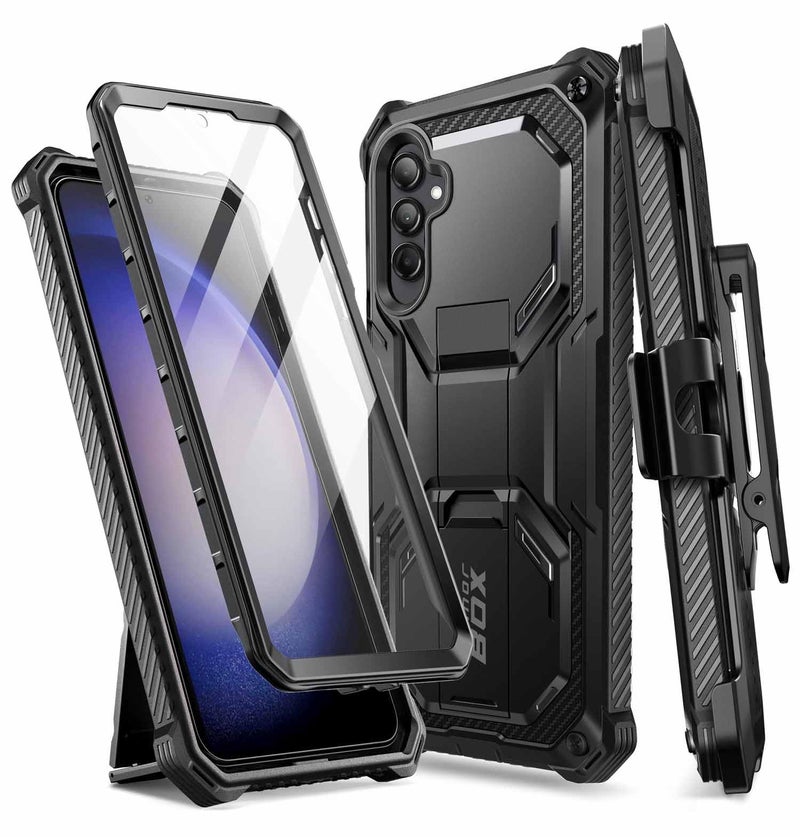 I-blason iBlason Armorbox Designed for Samsung Galaxy S23 FE Case with Kickstand Belt Clip FullBody Rugged Bumper Case with Builtin Screen Protector Black - Image 2