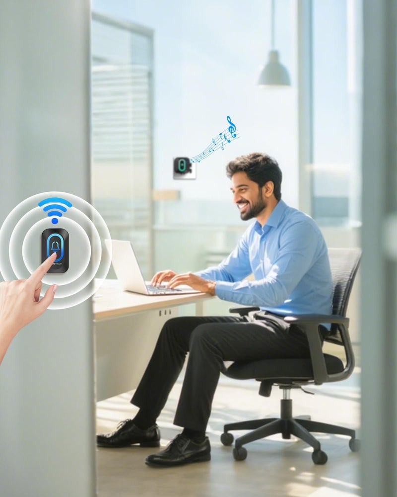 Spromoce Wireless Doorbell for Home, 1000FT Long Range Door Bell without Wire for Office, IP55 Waterproof Cordless Remote Calling Bell with 6 Vibrant Light Modes, 38 Ringtone - Image 3