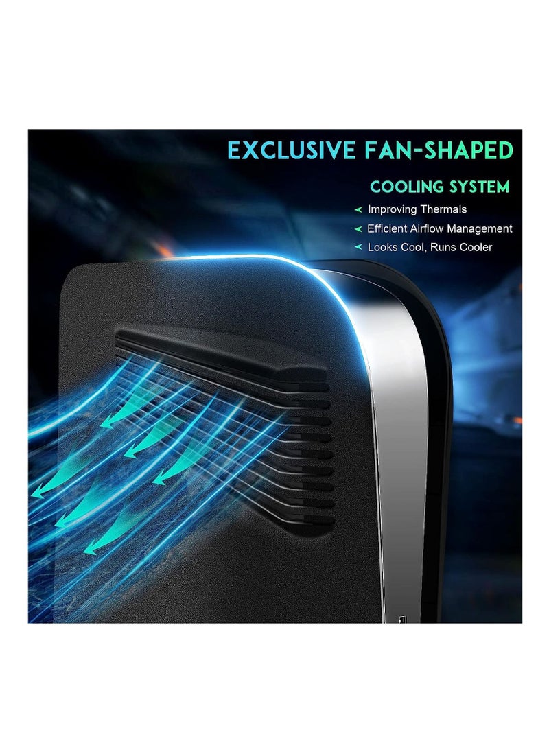 XICEN PS5 Console Cover Plates for Disc Edition, Hard Shockproof Anti-Scratch Playstation 5 Console Replacement Faceplate, Protective PS5 ABS Shell with Fan Vents for PS5 Disc Edition Black Plates