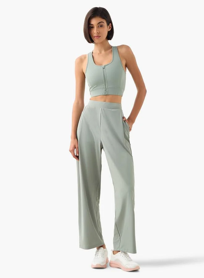 ADOT by Splash Cutout Detail Racerback Sports Bra with Zip Closure