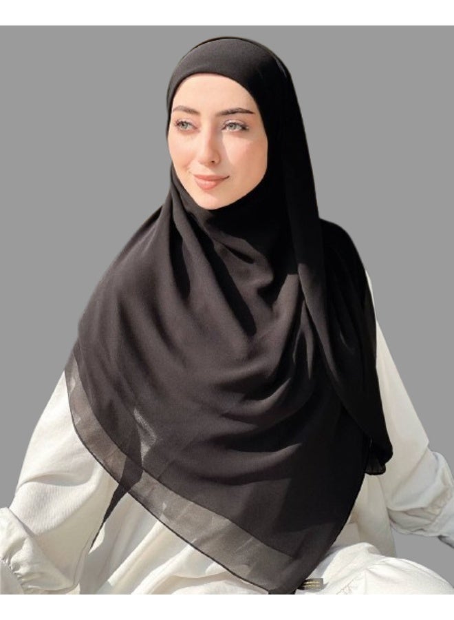 خمار ماليزي حريمي بخامة كريب شيفون ناعمة وانسيابية  مقاس 150×150 سم - Image 2
