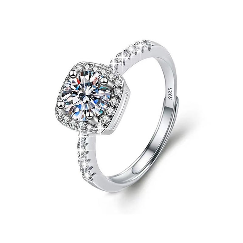 Luckilemon Moissanite Adjustable Engagement Ring, Promise Eternity Ring for Women,Wedding Rings,Jewelry Gift,Friendship Promise Fashion Jewelry Valentine Gifts for Women - Image 1