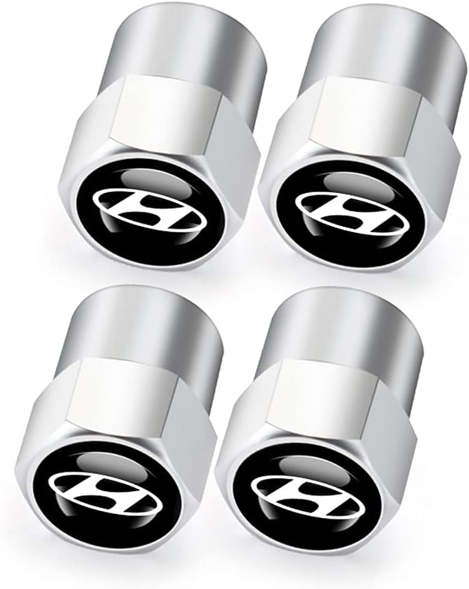 Hisport Fit Hyundai Stem Cap 4pcs Universal Car Tire Valve Stem Caps Air Cover Car Accessories Hex 016 Silver Stem Cover - Image 2