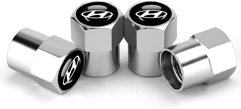 Hisport Fit Hyundai Stem Cap 4pcs Universal Car Tire Valve Stem Caps Air Cover Car Accessories Hex 016 Silver Stem Cover - Image 1