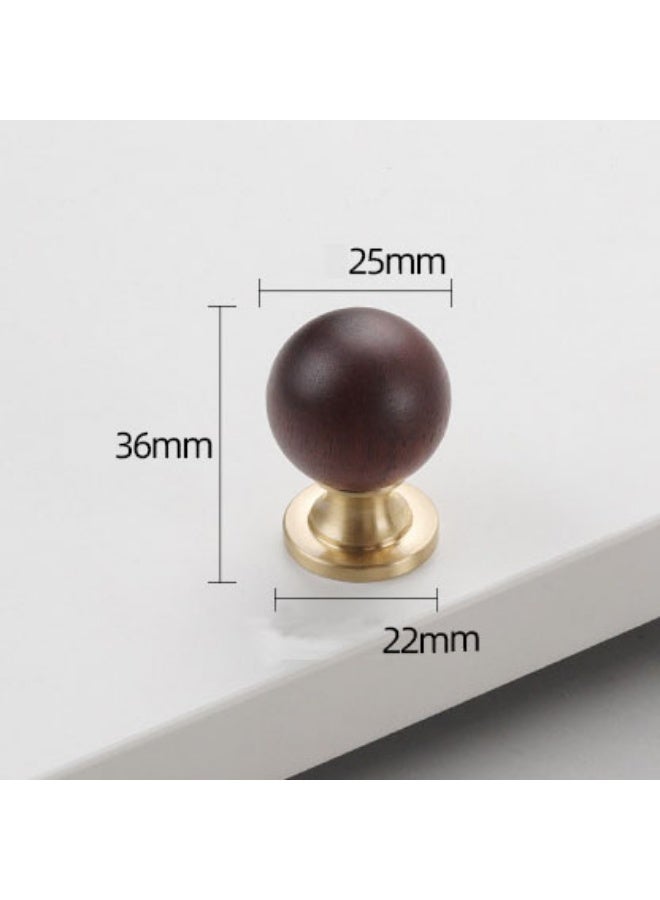 Round Solid Wood Brass Cabinet Drawer Knobs Handles