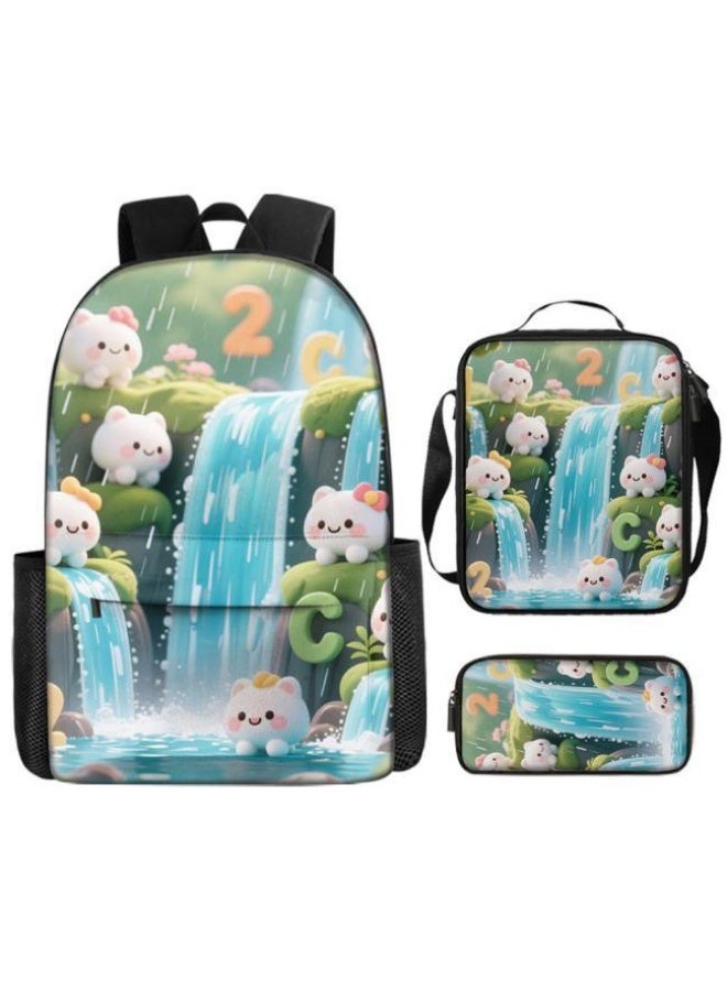 [Super new special offer] Cartoon theme bag three-piece set | double-shoulder + hand-held + storage pen bag | gift self-use good-looking - 1165  - Image 1