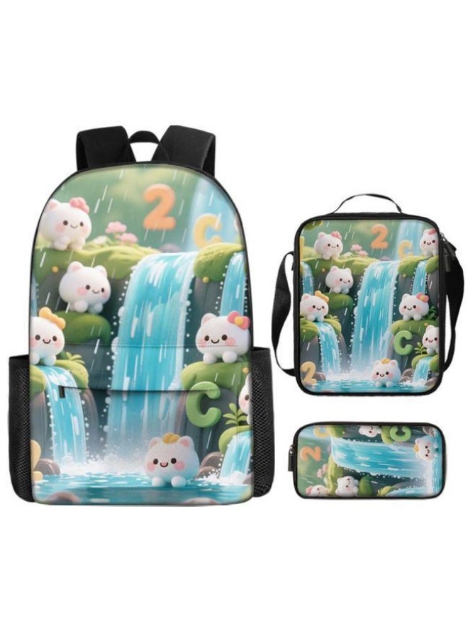 [Super new special offer] Cartoon theme bag three-piece set | double-shoulder + hand-held + storage pen bag | gift self-use good-looking - 1165  - Image 2