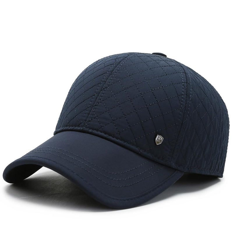 FASHIXD Winter Baseball Cap Men's Winter Hats with Earflaps Cold Weather Caps Adjustable (2080-Dark Blue) - Image 1